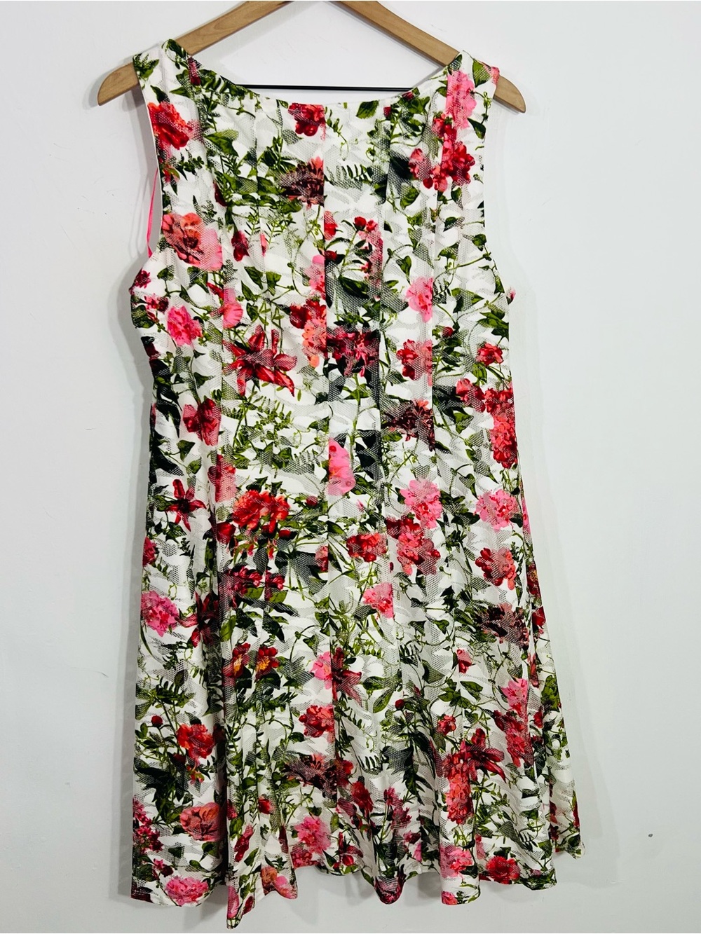 Perceptions Size L New York Floral Lace Fit & Flare Sleeveless Dress Zip Lined - Picture 7 of 7